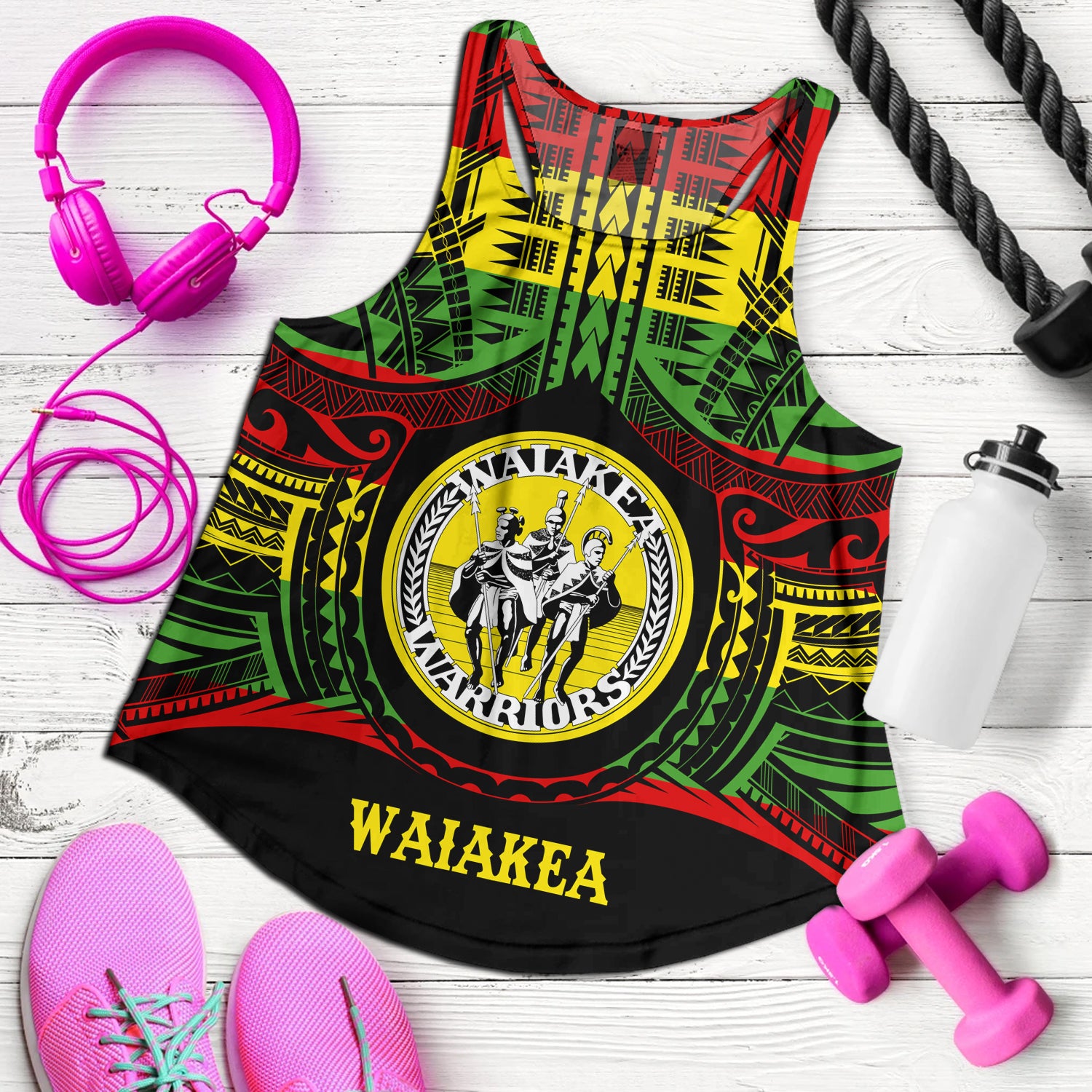Hawaii Women Tank Waiakea High School Reggae Color Polynesian