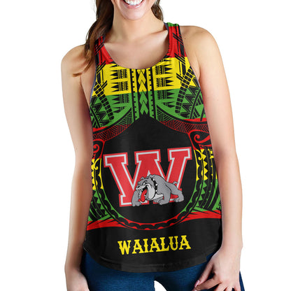 Hawaii Women Tank Waialua High and Intermediate School Reggae Color Polynesian