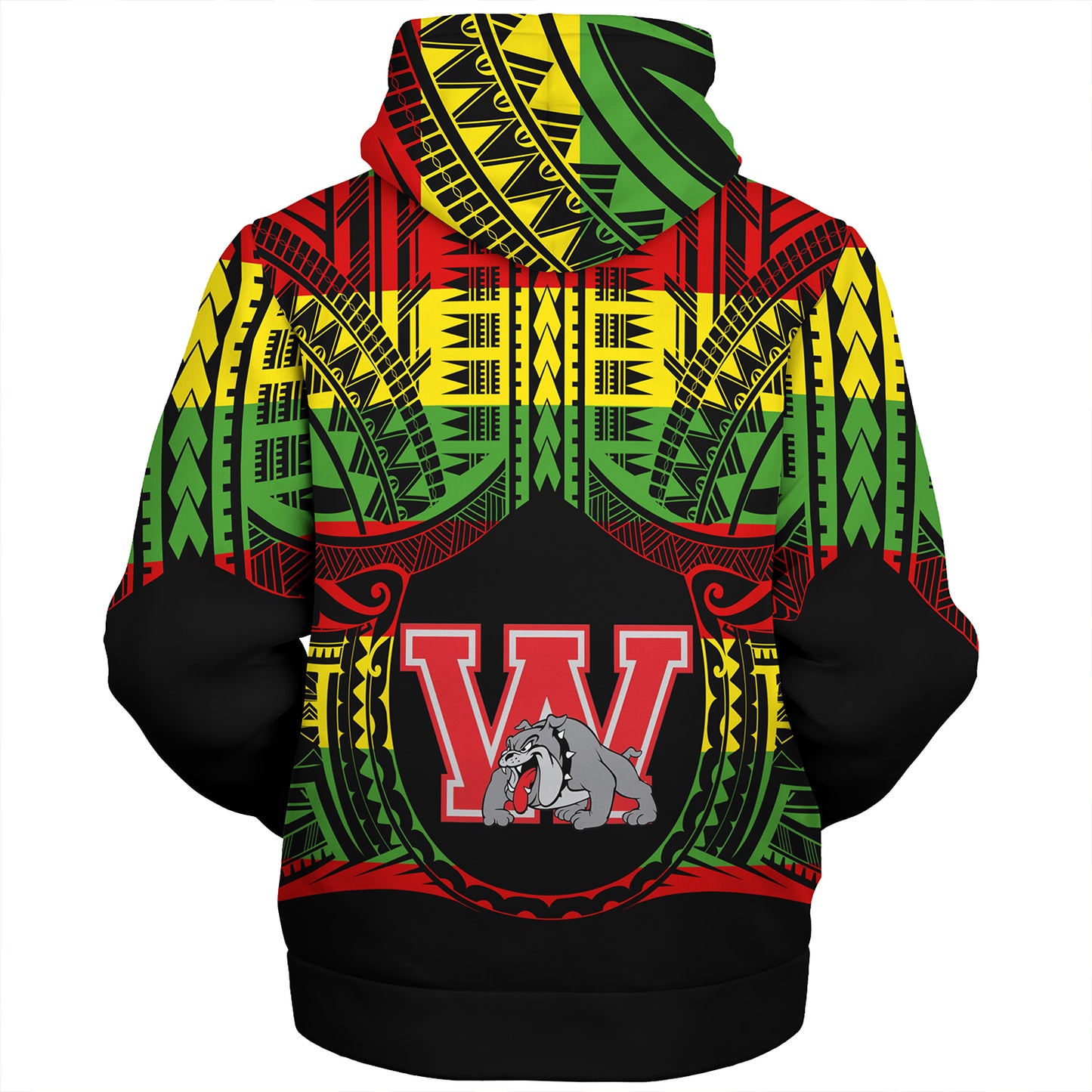 Hawaii Sherpa Hoodie Waialua High and Intermediate School Reggae Color Polynesian