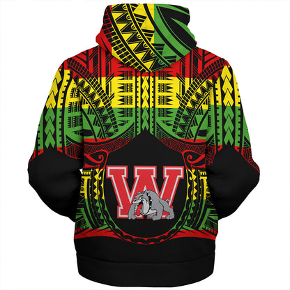 Hawaii Sherpa Hoodie Waialua High and Intermediate School Reggae Color Polynesian