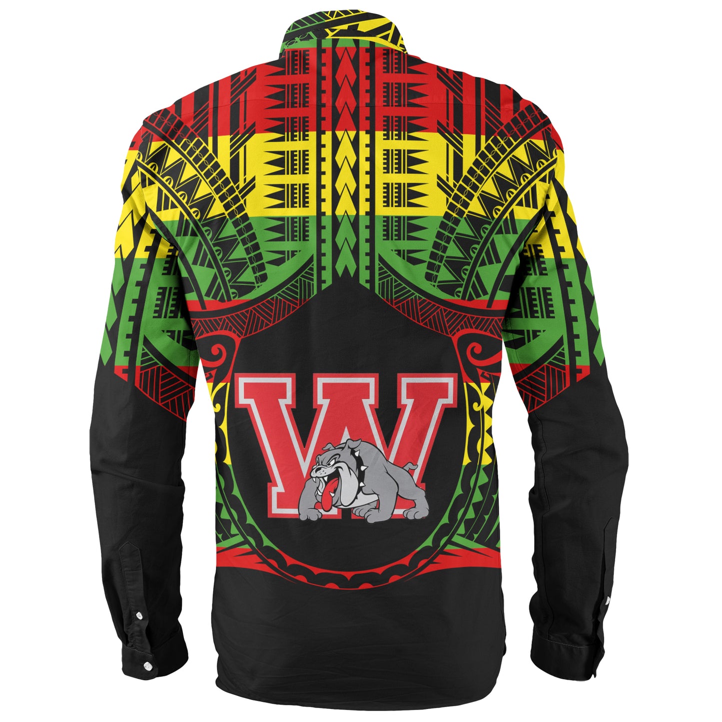 Hawaii Long Sleeve Shirt Waialua High and Intermediate School Reggae Color Polynesian