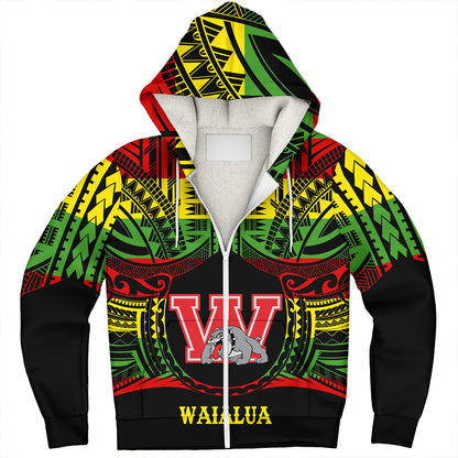 Hawaii Sherpa Hoodie Waialua High and Intermediate School Reggae Color Polynesian