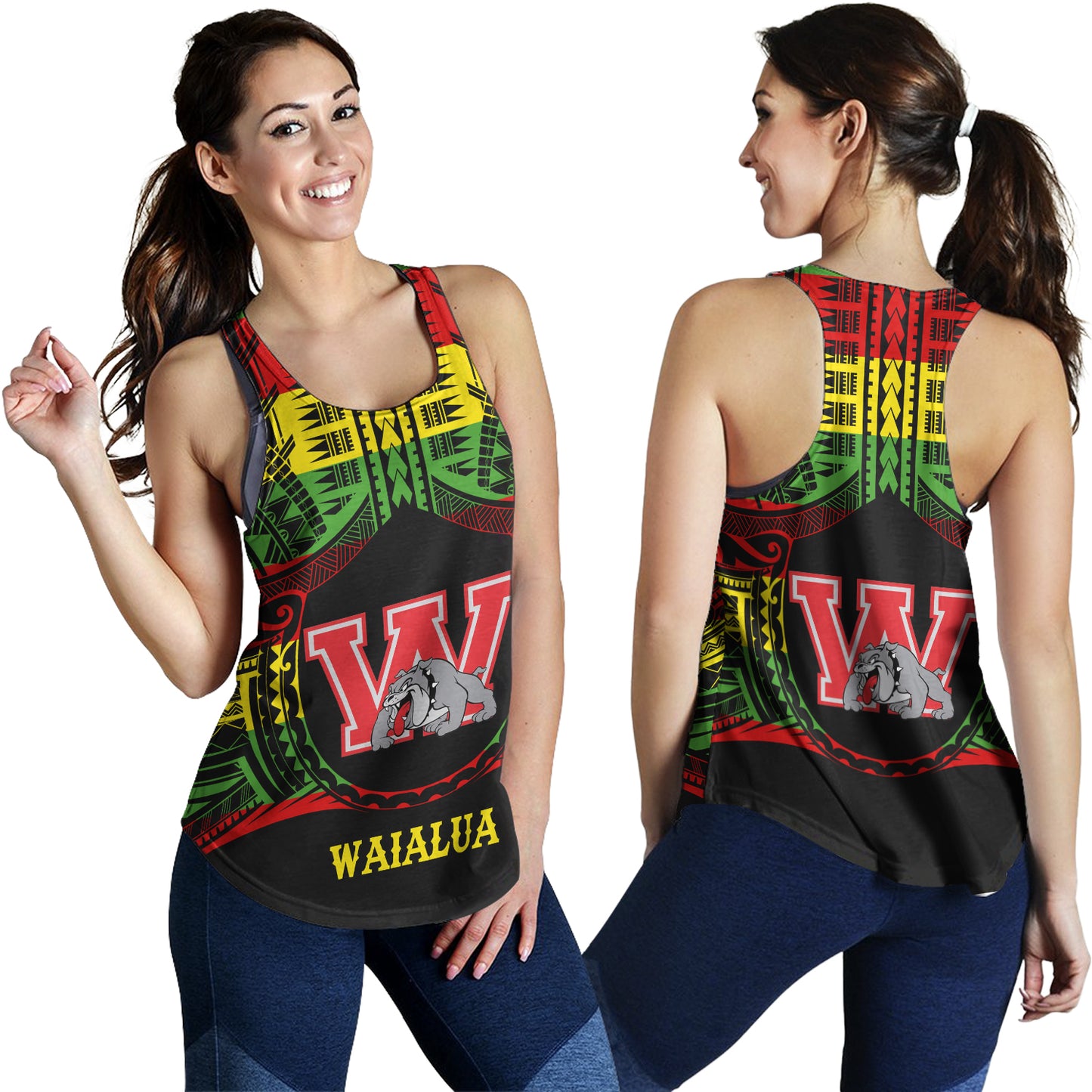 Hawaii Women Tank Waialua High and Intermediate School Reggae Color Polynesian