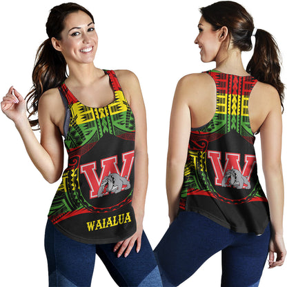 Hawaii Women Tank Waialua High and Intermediate School Reggae Color Polynesian