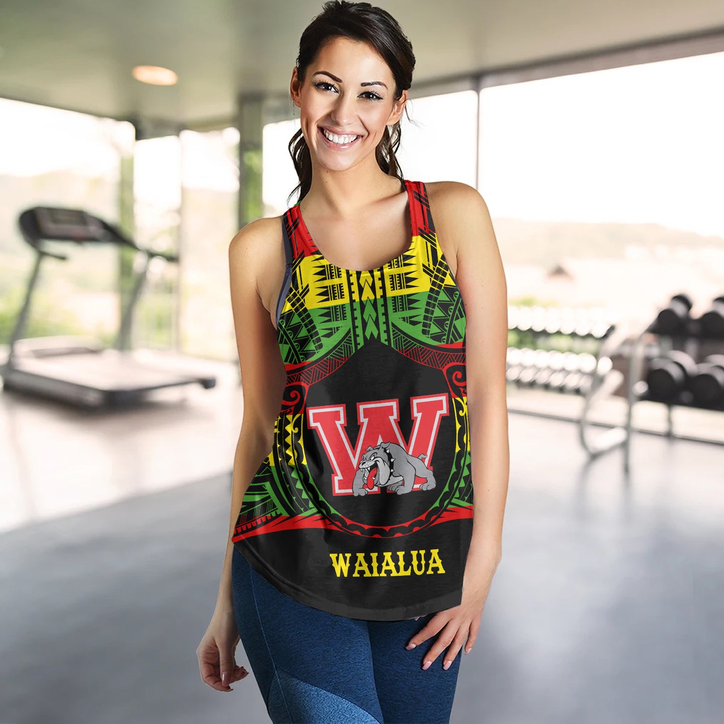Hawaii Women Tank Waialua High and Intermediate School Reggae Color Polynesian