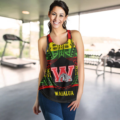 Hawaii Women Tank Waialua High and Intermediate School Reggae Color Polynesian