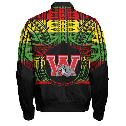 Hawaii Bomber Jacket Waialua High and Intermediate School Reggae Color Polynesian