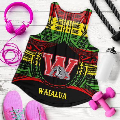 Hawaii Women Tank Waialua High and Intermediate School Reggae Color Polynesian