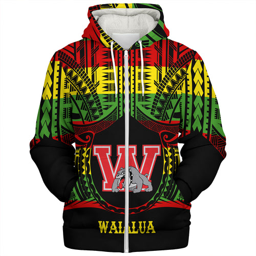 Hawaii Sherpa Hoodie Waialua High and Intermediate School Reggae Color Polynesian