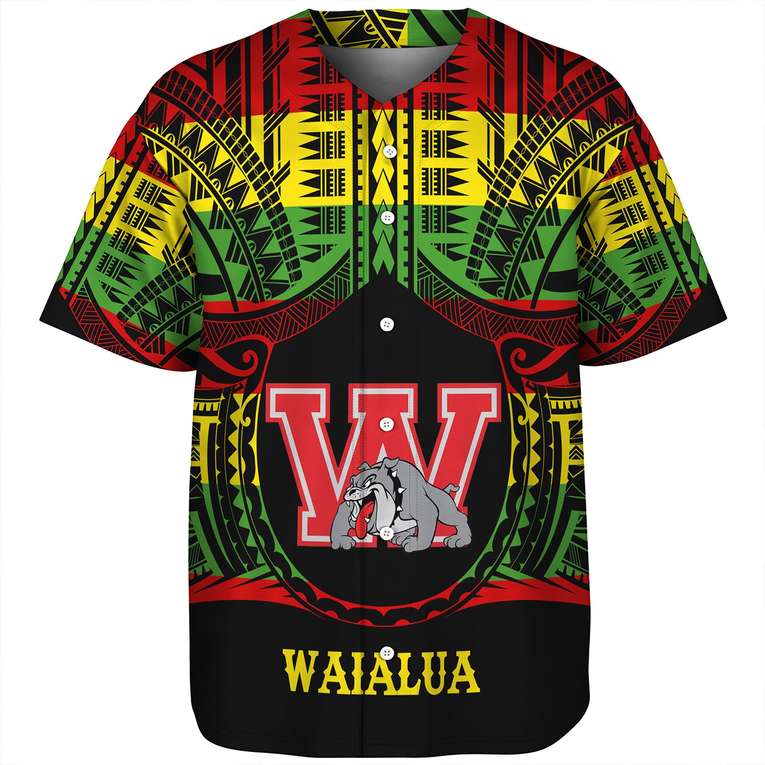 Hawaii Baseball Shirt Waialua High and Intermediate School Reggae Color Polynesian
