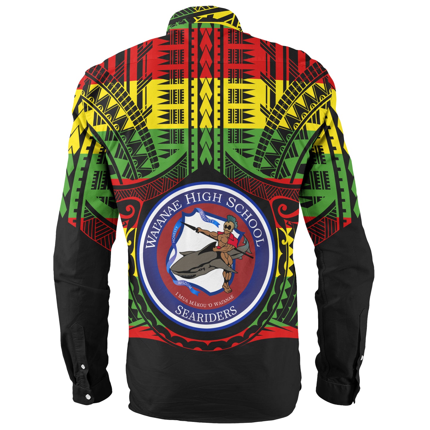 Hawaii Long Sleeve Shirt Waianae High School Reggae Color Polynesian