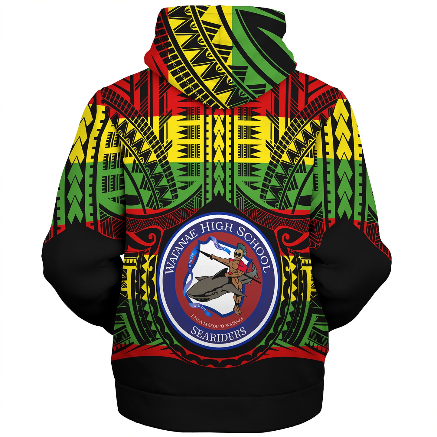 Hawaii Sherpa Hoodie Waianae High School Reggae Color Polynesian