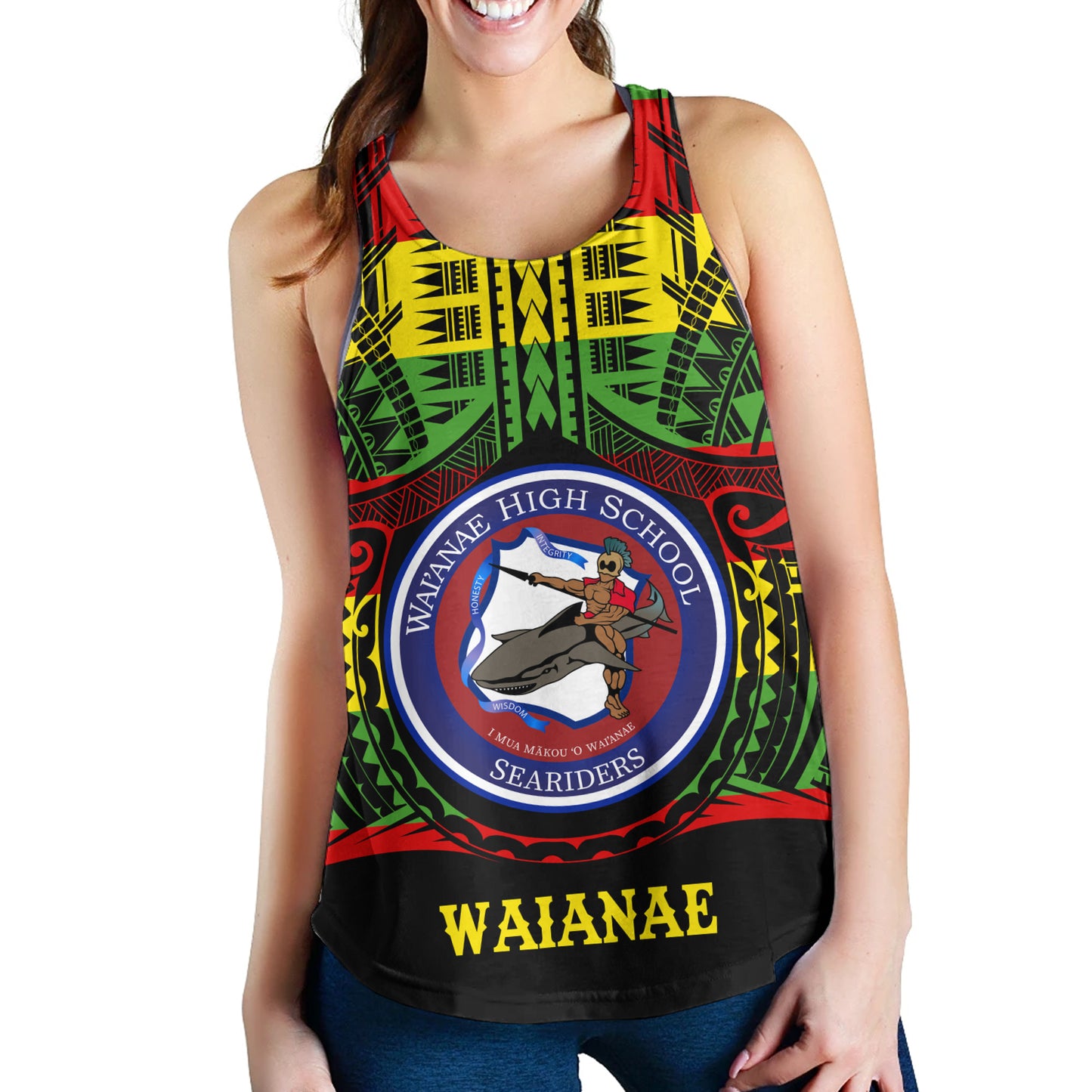 Hawaii Women Tank Waianae High School Reggae Color Polynesian