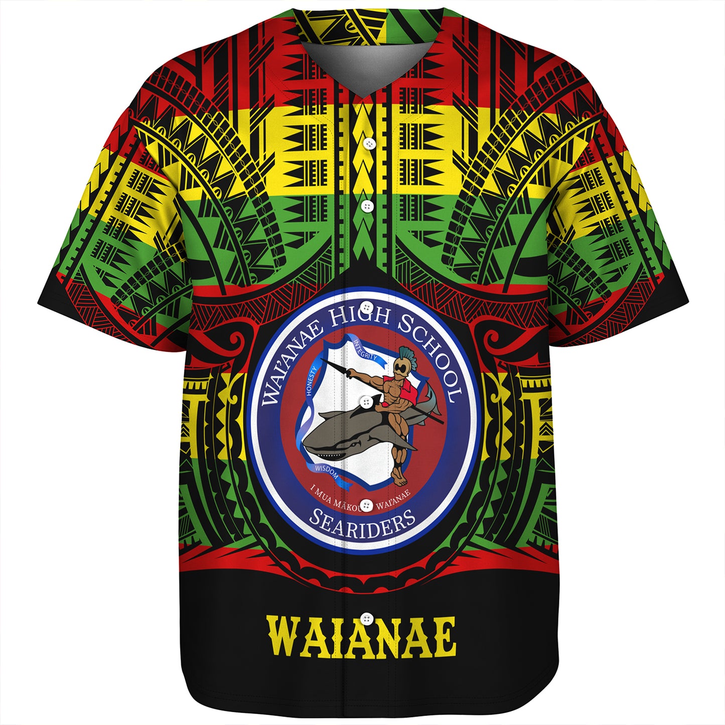 Hawaii Baseball Shirt Waianae High School Reggae Color Polynesian
