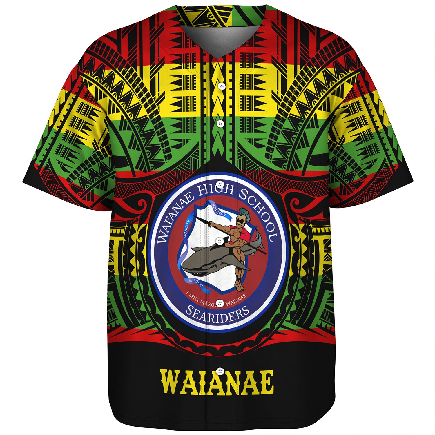 Hawaii Baseball Shirt Waianae High School Reggae Color Polynesian