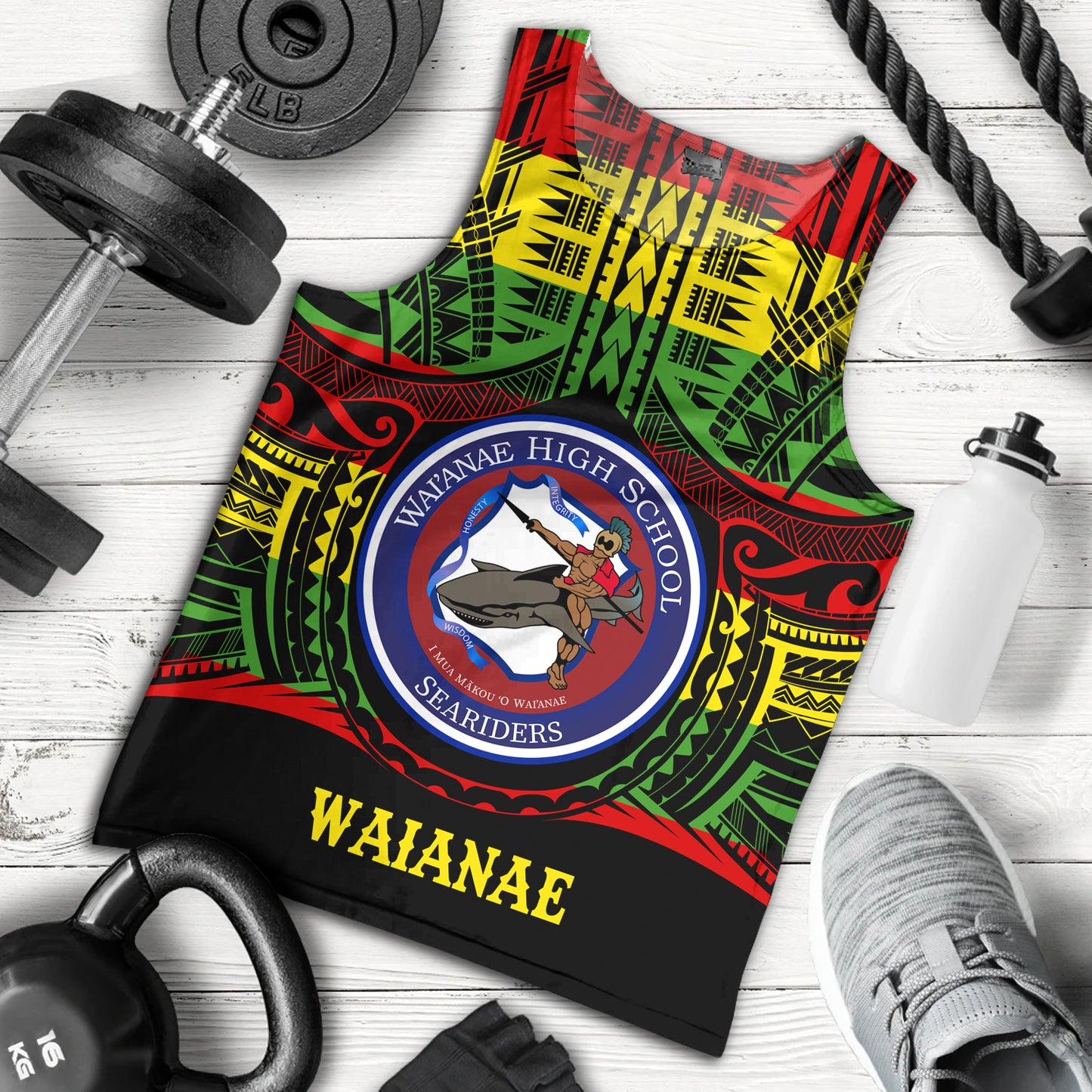 Hawaii Tank Top Waianae High School Reggae Color Polynesian