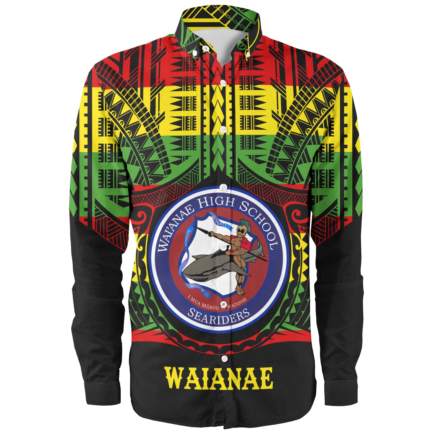 Hawaii Long Sleeve Shirt Waianae High School Reggae Color Polynesian