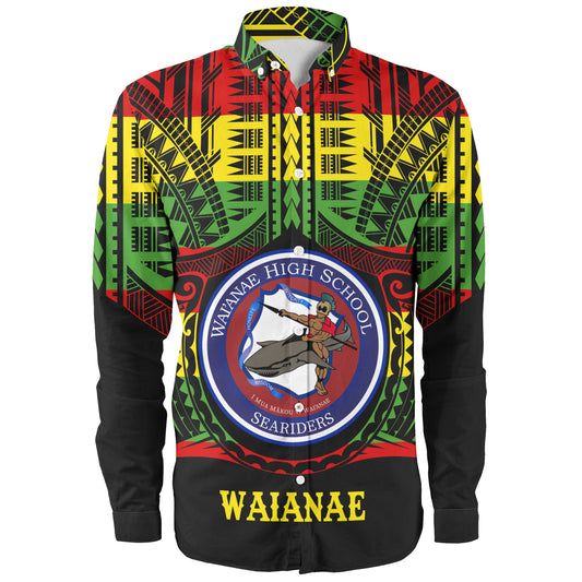 Hawaii Long Sleeve Shirt Waianae High School Reggae Color Polynesian