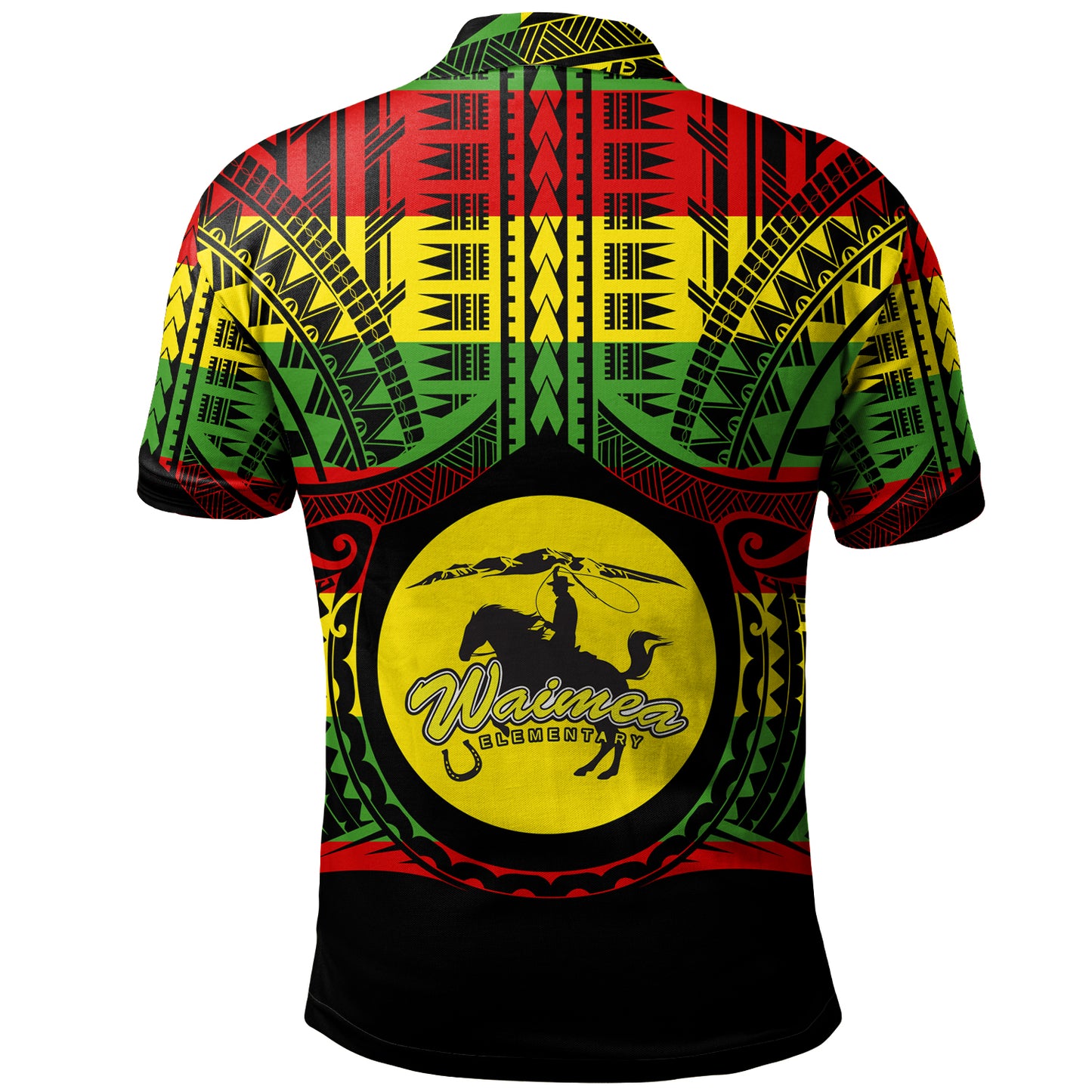Hawaii Polo Shirt Waimea Elementary School Reggae Color Polynesian