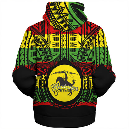Hawaii Sherpa Hoodie Waimea Elementary School Reggae Color Polynesian