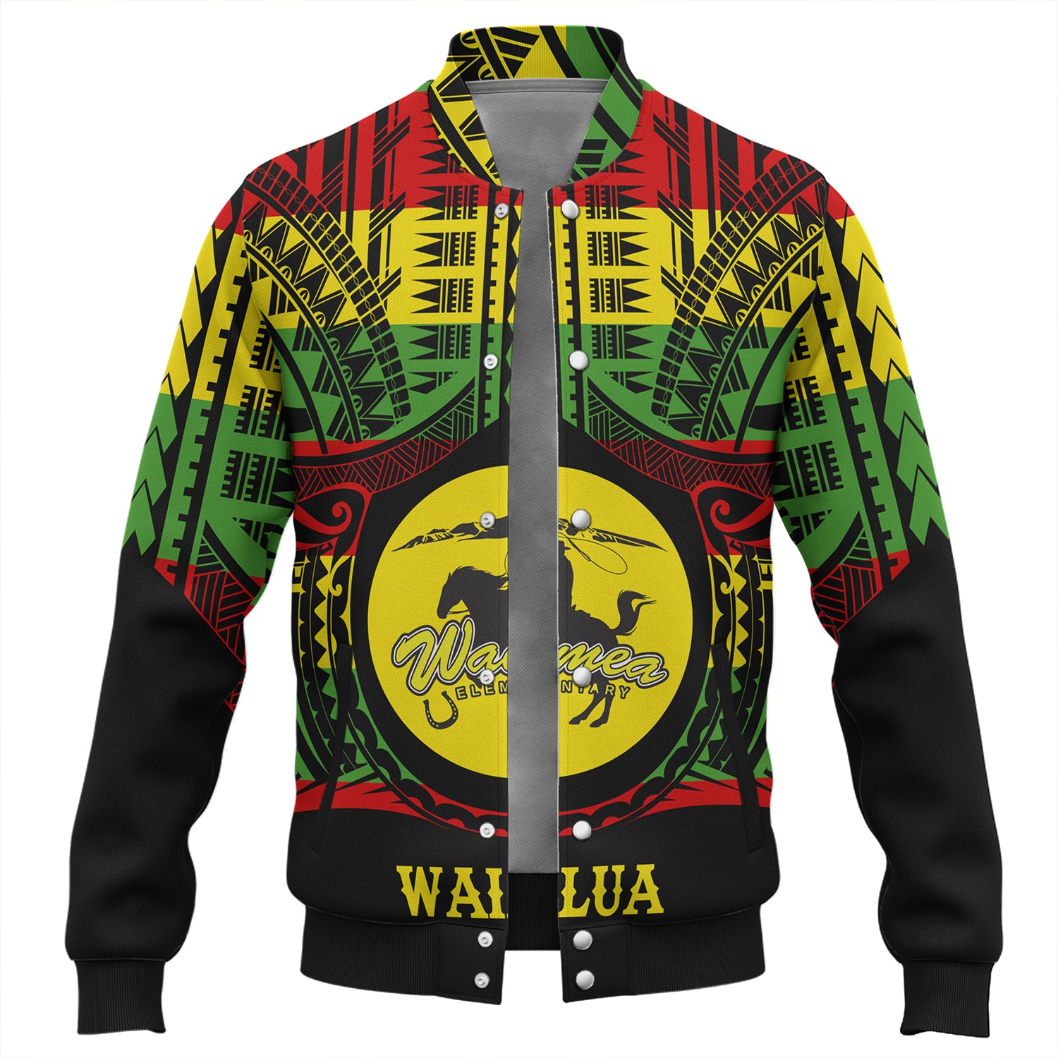 Hawaii Baseball Jacket Waimea High School Reggae Color Polynesian