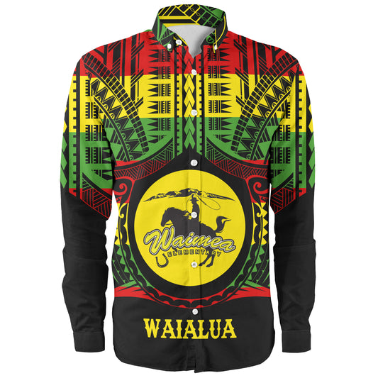 Hawaii Long Sleeve Shirt Waimea High School Reggae Color Polynesian