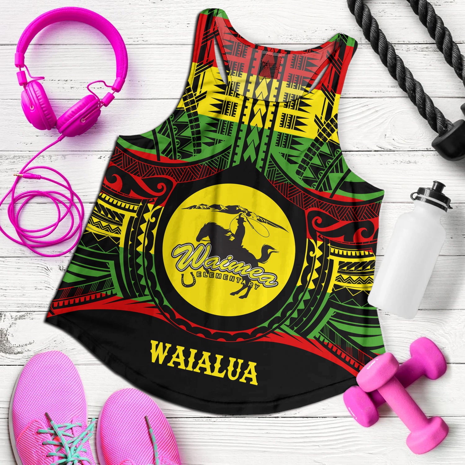 Hawaii Women Tank Waimea High School Reggae Color Polynesian