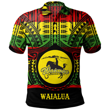 Hawaii Polo Shirt Waimea High School Reggae Color Polynesian