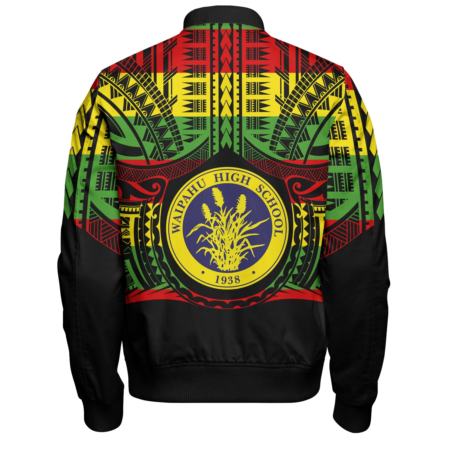 Hawaii Bomber Jacket Waipahu High School Reggae Color Polynesian