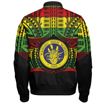Hawaii Bomber Jacket Waipahu High School Reggae Color Polynesian