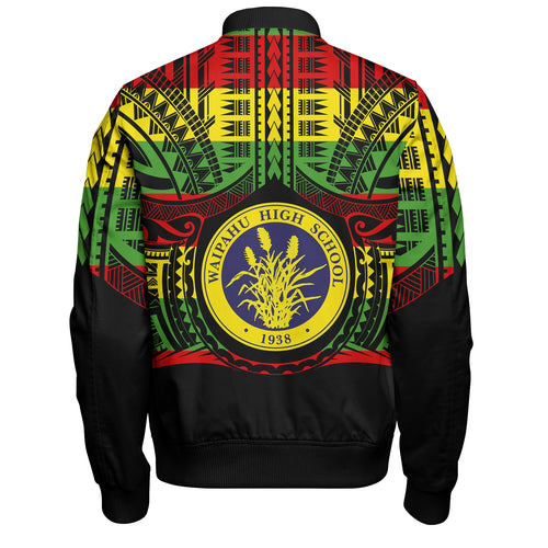 Hawaii Bomber Jacket Waipahu High School Reggae Color Polynesian