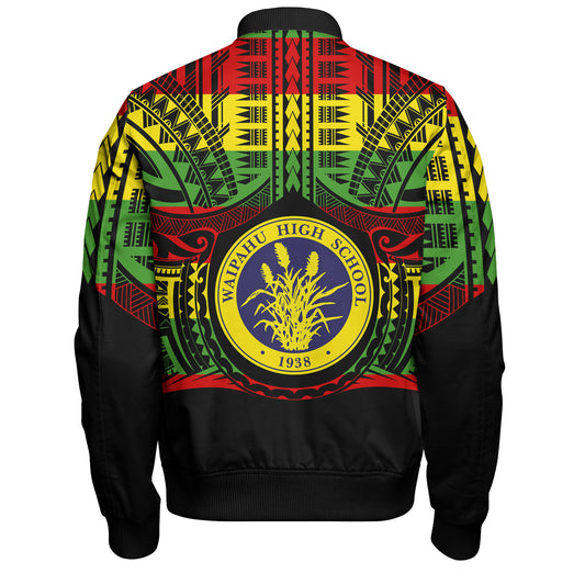 Hawaii Bomber Jacket Waipahu High School Reggae Color Polynesian