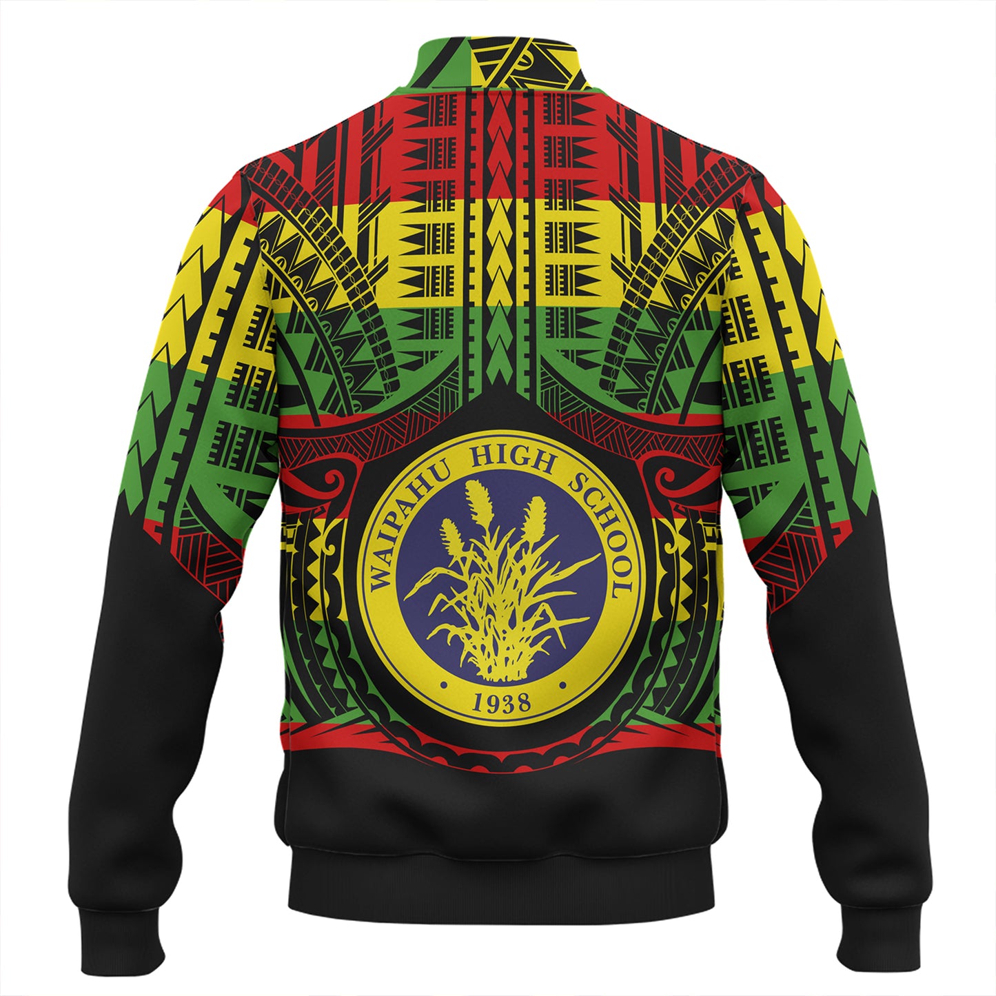 Hawaii Baseball Jacket Waipahu High School Reggae Color Polynesian