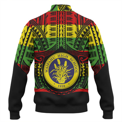 Hawaii Baseball Jacket Waipahu High School Reggae Color Polynesian