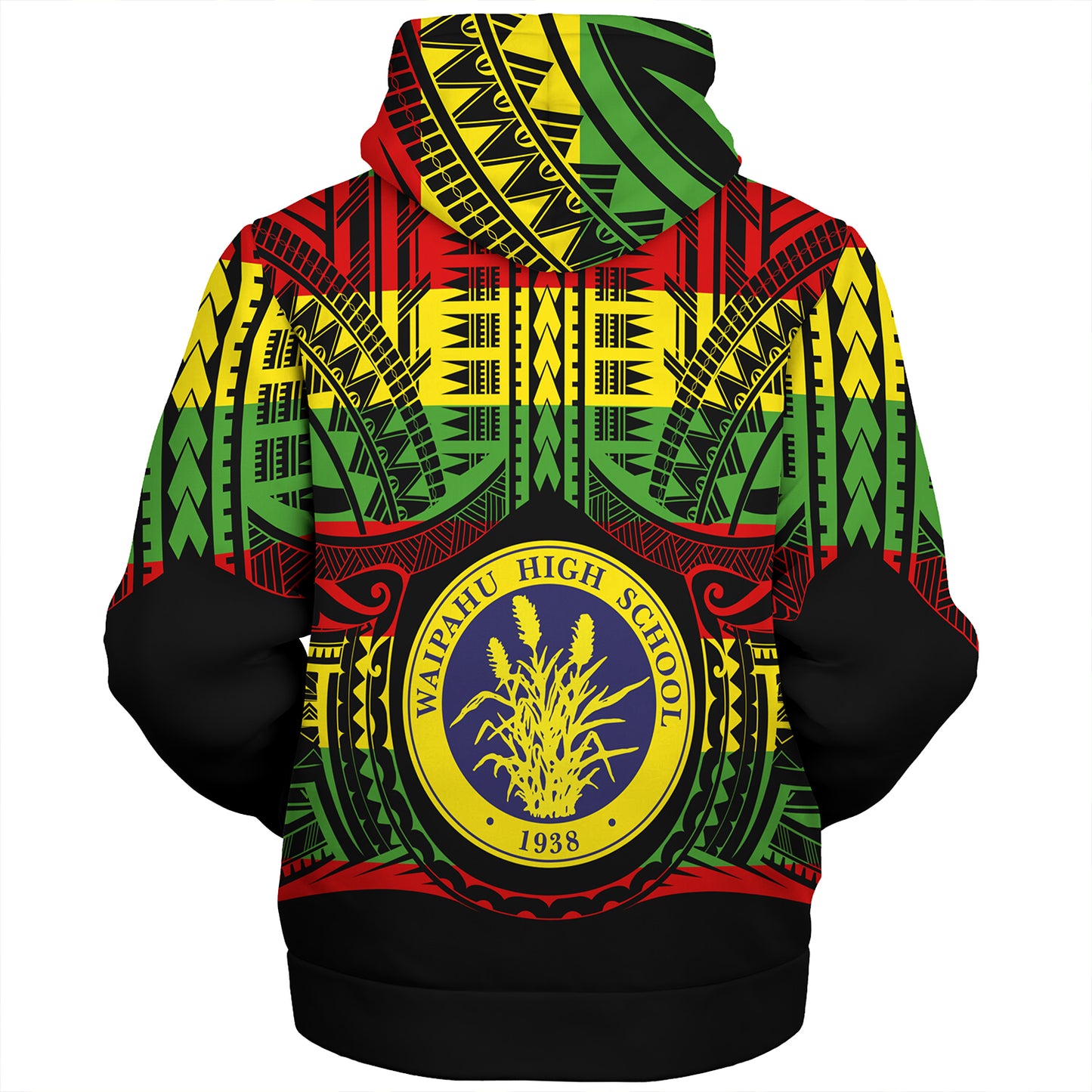 Hawaii Sherpa Hoodie Waipahu High School Reggae Color Polynesian