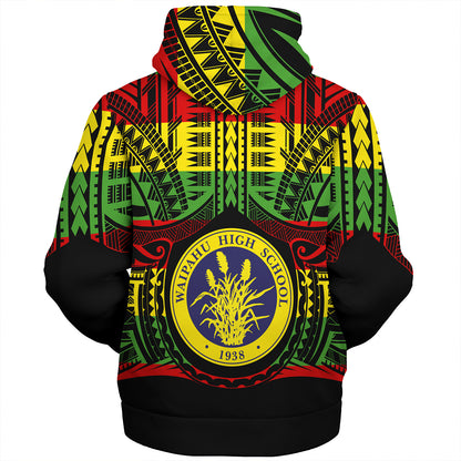 Hawaii Sherpa Hoodie Waipahu High School Reggae Color Polynesian