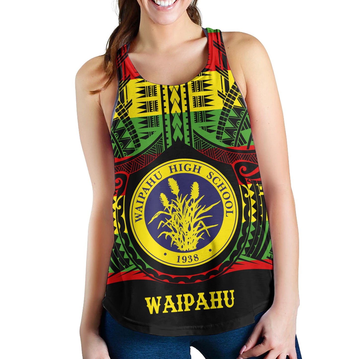 Hawaii Women Tank Waipahu High School Reggae Color Polynesian