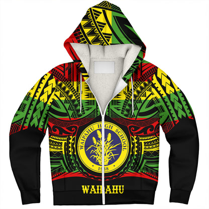 Hawaii Sherpa Hoodie Waipahu High School Reggae Color Polynesian