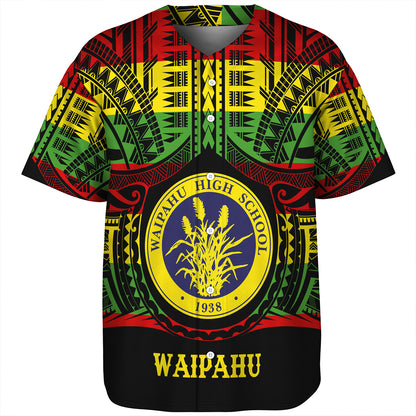 Hawaii Baseball Shirt Waipahu High School Reggae Color Polynesian