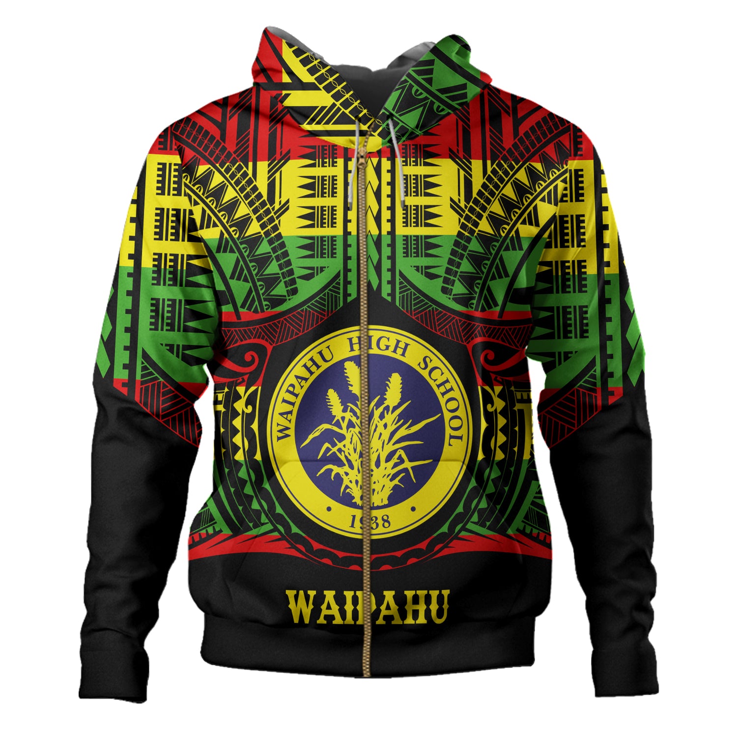 Hawaii Hoodie Waipahu High School Reggae Color Polynesian