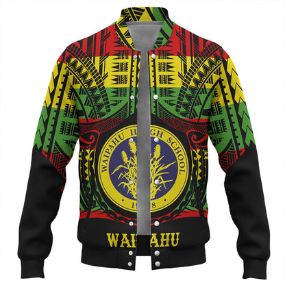 Hawaii Baseball Jacket Waipahu High School Reggae Color Polynesian