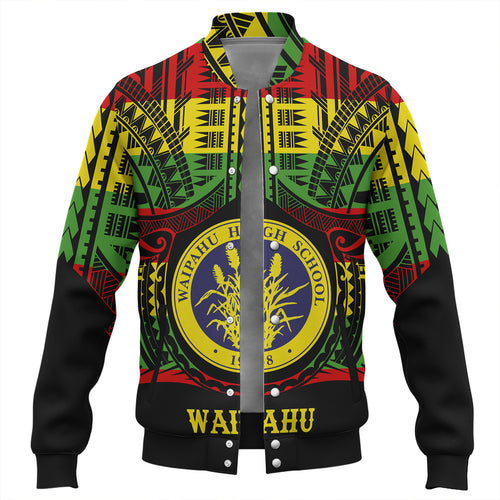 Hawaii Baseball Jacket Waipahu High School Reggae Color Polynesian