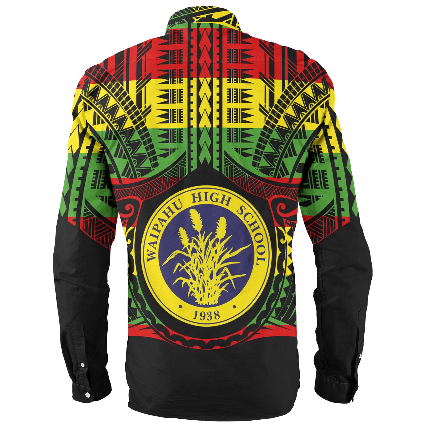Hawaii Long Sleeve Shirt Waipahu High School Reggae Color Polynesian