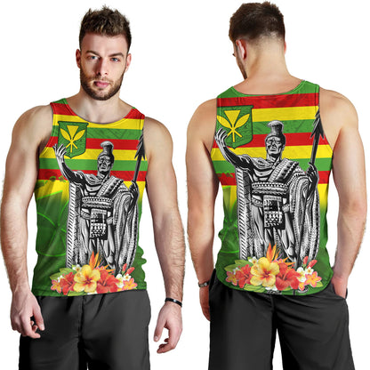 Hawaii Tank Top Hawaii King With Flag Color With Traditional Patterns