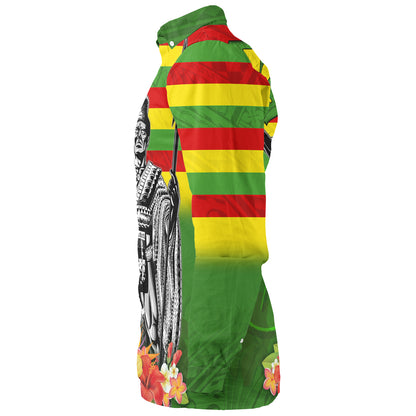 Hawaii Long Sleeve Shirt Hawaii King With Flag Color With Traditional Patterns