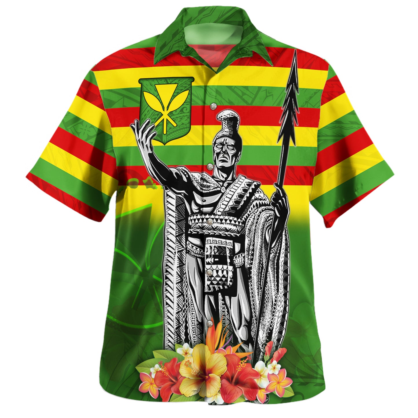 Hawaii Hawaiian Shirt Hawaii King With Flag Color With Traditional Patterns
