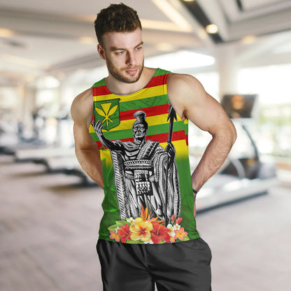 Hawaii Tank Top Hawaii King With Flag Color With Traditional Patterns