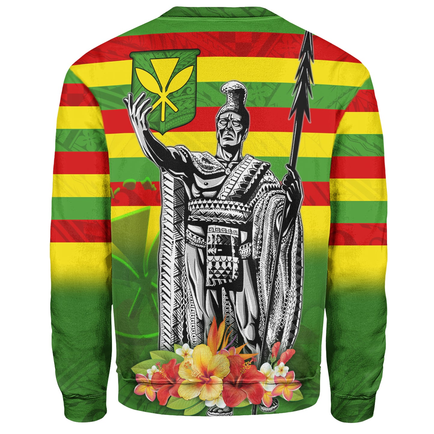 Hawaii Sweatshirt Hawaii King With Flag Color With Traditional Patterns