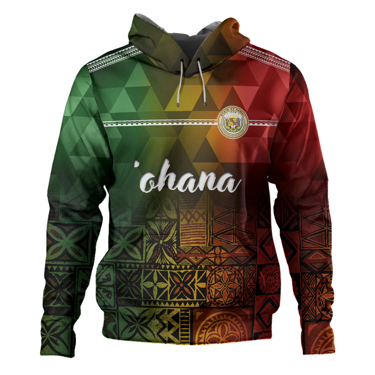 Hawaii Hoodie Lowpolly Pattern with Polynesian Motif