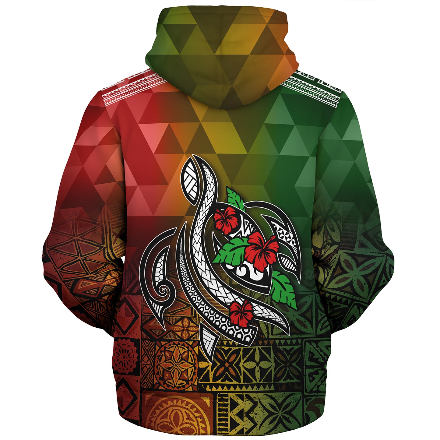 Hawaii Sherpa Hoodie Lowpolly Pattern with Polynesian Motif